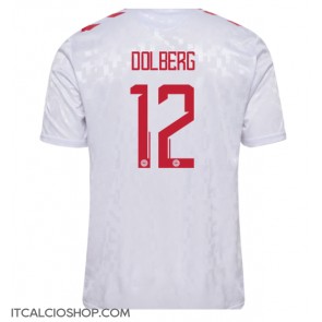 Danimarca Kasper Dolberg #12 Seconda Maglia Europei 2024 Manica Corta